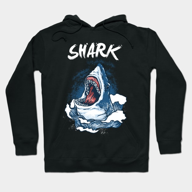 Shark Open Mouth Hoodie by Golden Eagle Design Studio